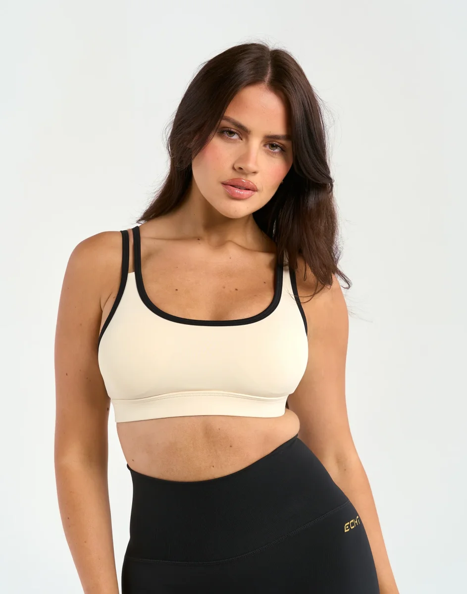 Asymmetric Sports Bra - Taupe - Image 2